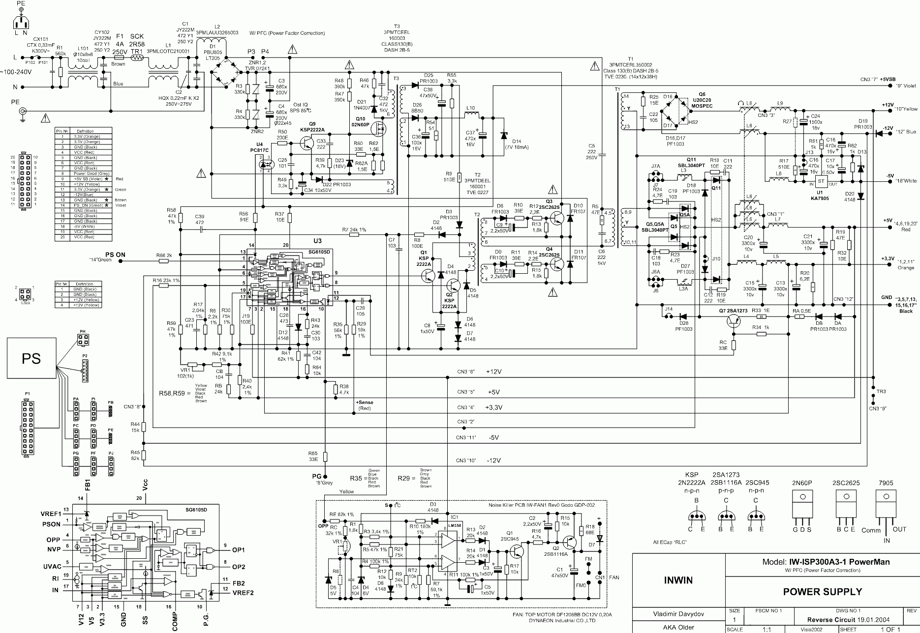 AT and ATX PC computer supplies schematics