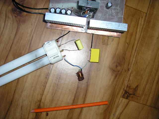 Experimental construction of fluorescent tube inverter