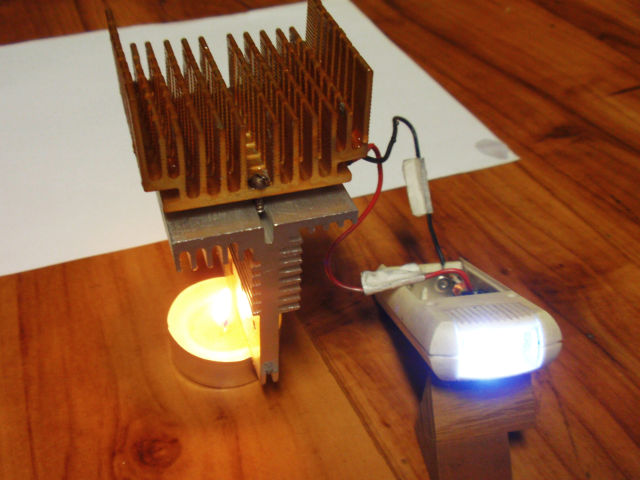 Generátor volné energie ze svíčky - prototyp 1 během testování