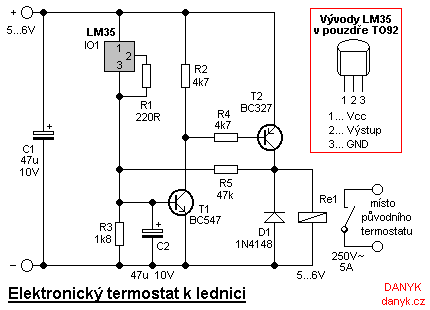 Simple Electronic Fridge Thermostat, Electronic Thermostat Wiring Diagram